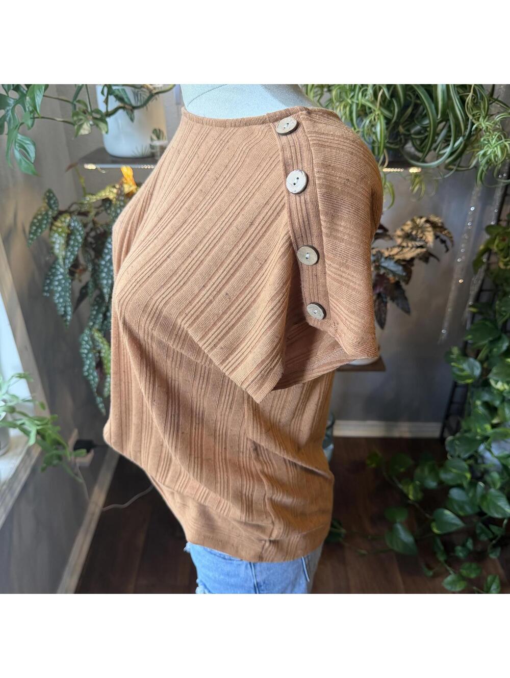 Cozy Ribbed Knit Top with Button Shoulder Detail - Picture 3 of 5